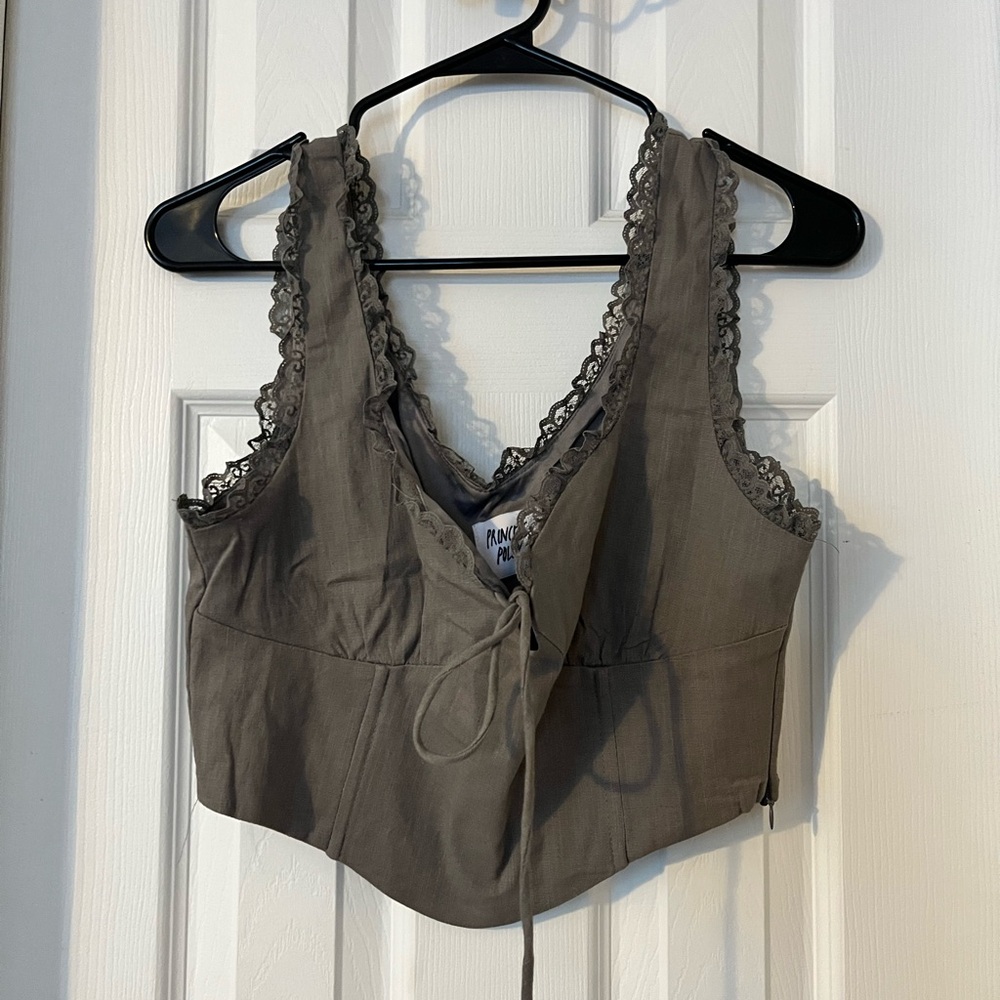 Princess Polly Charcoal Lace Detail Top